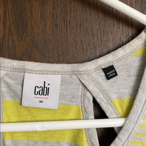 CAbi Women's Limencello Striped Cut Out Racerback Tank Top - Picture 2 of 4